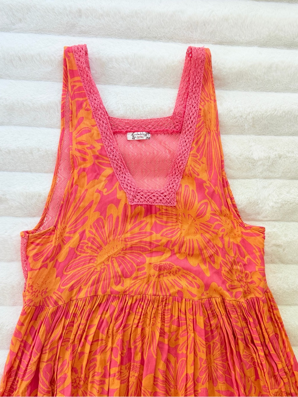 Free People Pink Orange Floral Maxi Dress Boho Sleeveless Size M Summer - Picture 7 of 12
